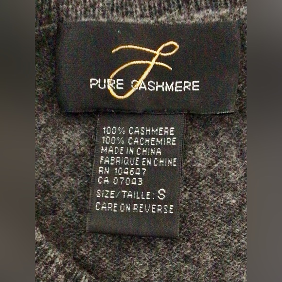 PURE CASHMERE Charcoal Grey 100% Cashmere Crew Neck Sweater - Small - Picture 3 of 3